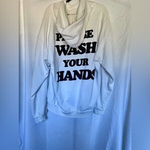 Trendy Talentless oversized white sweatshirt “Please Wash Your Hands”-2XL